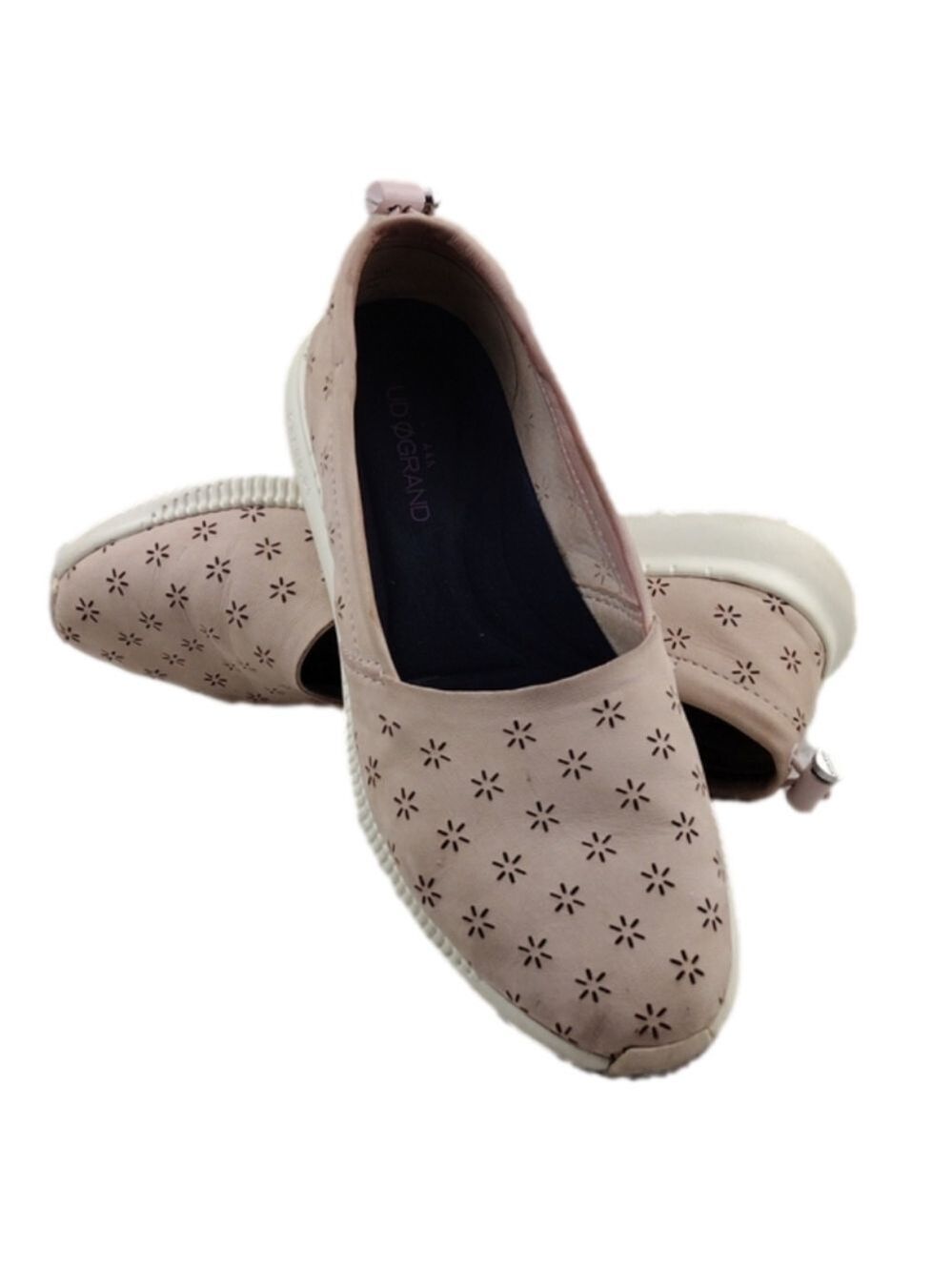 Cole Haan Studio Grand Peach Blush Perforated Nubuck Slip On Sneaker Loafer Shoe